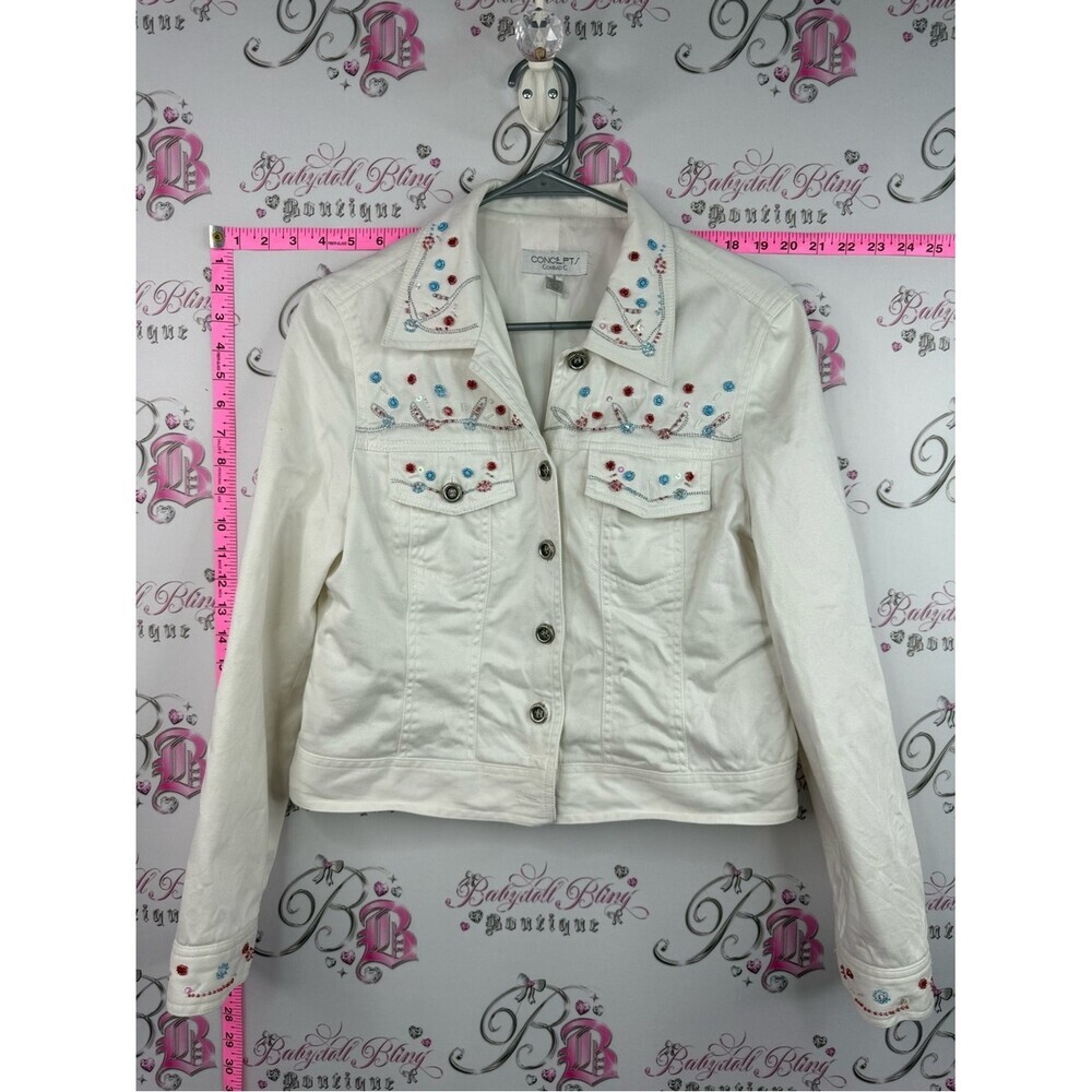CONCEPTS Conrad c jacket beaded White Embellished Denim Jacket